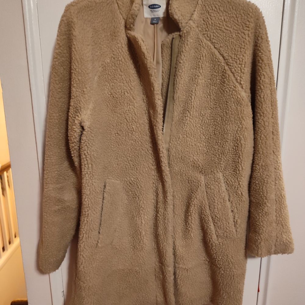 Old Navy Women's Plush Beige Teddy Coat